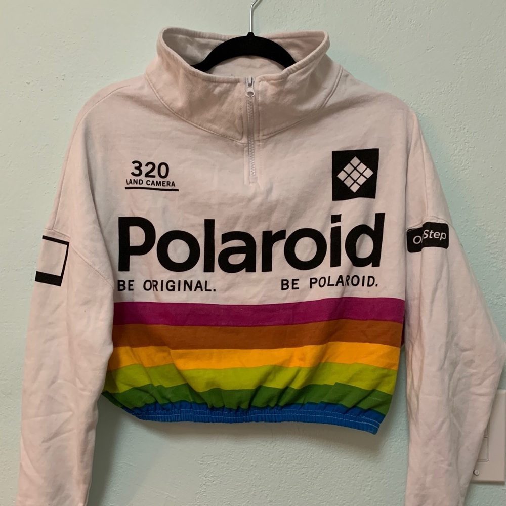 Cropped Polaroid Quarter-Zip Sweatshirt